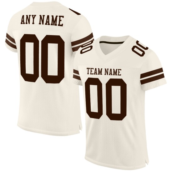 Maillot de football en maille authentique personnalisé marron crème Maillot de football en maille authentique personnalisé marron crème