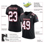 Maillot de football personnalisé en maille noir, blanc et rouge authentique Maillot de football personnalisé en maille noir, blanc et rouge authentique