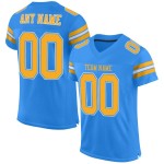 Maillot de football bleu personnalisé en maille poudre or-blanc authentique Maillot de football bleu personnalisé en maille poudre or-blanc authentique
