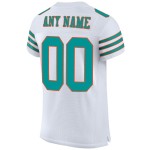 Maillot de football personnalisé blanc aqua-orange en maille authentique Maillot de football personnalisé blanc aqua-orange en maille authentique