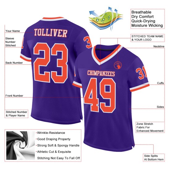 Maillot violet authentique rétro personnalisé en maille orange et blanc Maillot violet authentique rétro personnalisé en maille orange et blanc