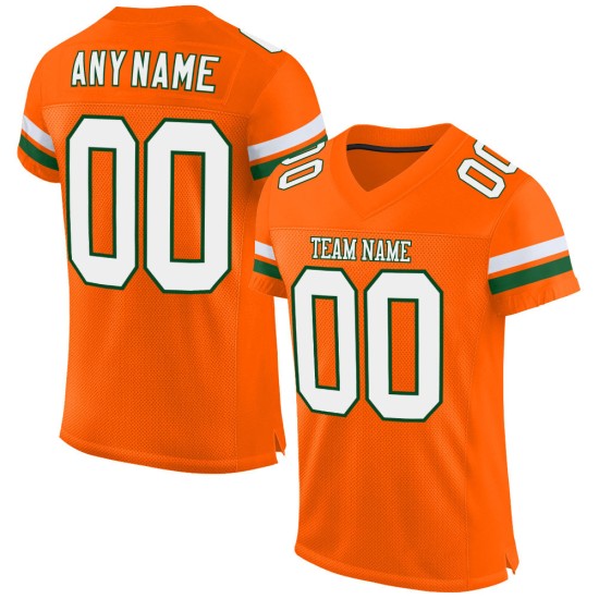 Maillot de football orange blanc-vert authentique en maille personnalisée Maillot de football orange blanc-vert authentique en maille personnalisée