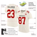Maillot de football rouge authentique crème en maille personnalisée Maillot de football rouge authentique crème en maille personnalisée
