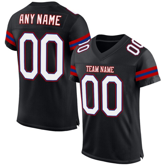 Maillot de football noir, blanc et rouge, maille personnalisée, authentique Maillot de football noir, blanc et rouge, maille personnalisée, authentique