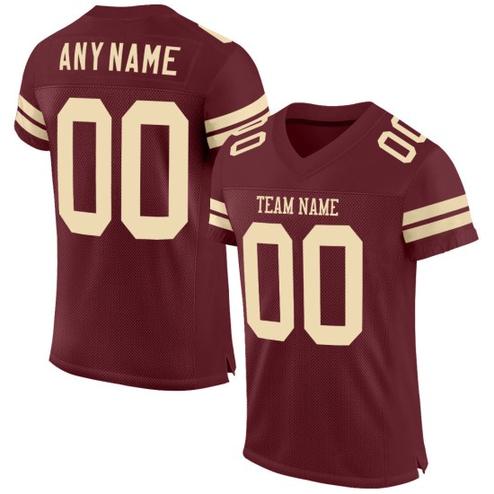 Maillot de football personnalisé en maille authentique crème bordeaux Maillot de football personnalisé en maille authentique crème bordeaux