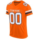 Maillot de football orange en maille personnalisée blanc-bleu marine authentique Maillot de football orange en maille personnalisée blanc-bleu marine authentique