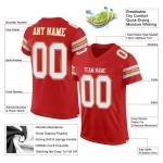 Maillot de football personnalisé authentique en maille écarlate blanc-or Maillot de football personnalisé authentique en maille écarlate blanc-or