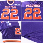 Maillot violet authentique rétro personnalisé en maille orange et blanc Maillot violet authentique rétro personnalisé en maille orange et blanc