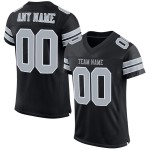 Maillot de football personnalisé authentique noir en maille argent-blanc Maillot de football personnalisé authentique noir en maille argent-blanc