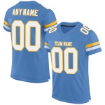 Maillot de football personnalisé en maille blanc-or bleu clair authentique Maillot de football personnalisé en maille blanc-or bleu clair authentique