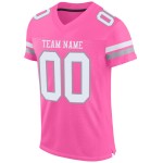 Maillot de football personnalisé en maille rose authentique blanc-gris clair Maillot de football personnalisé en maille rose authentique blanc-gris clair