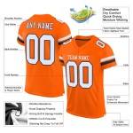 Maillot de football orange en maille personnalisée blanc-bleu marine authentique Maillot de football orange en maille personnalisée blanc-bleu marine authentique