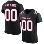 Maillot de football personnalisé en maille noir, blanc et rouge authentique Maillot de football personnalisé en maille noir, blanc et rouge authentique