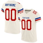 Maillot de football authentique en maille crème rouge-royal personnalisé Maillot de football authentique en maille crème rouge-royal personnalisé
