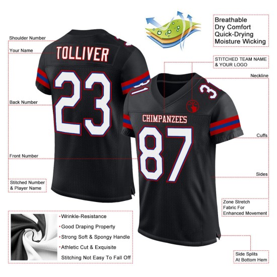 Maillot de football noir, blanc et rouge, maille personnalisée, authentique Maillot de football noir, blanc et rouge, maille personnalisée, authentique