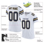Maillot de football personnalisé bleu marine et ancien en maille blanc et or authentique Maillot de football personnalisé bleu marine et ancien en maille blanc et or authentique