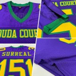 Maillot de football personnalisé violet en maille verte authentique Gold-Kelly Maillot de football personnalisé violet en maille verte authentique Gold-Kelly