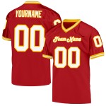 Maillot de football authentique Throwback Mesh blanc-or rouge personnalisé Maillot de football authentique Throwback Mesh blanc-or rouge personnalisé