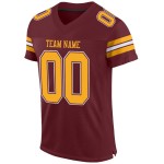 Maillot de football personnalisé en maille or-blanc authentique bordeaux Maillot de football personnalisé en maille or-blanc authentique bordeaux