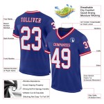 Maillot de football authentique en maille rétro blanc-rouge Royal personnalisé Maillot de football authentique en maille rétro blanc-rouge Royal personnalisé
