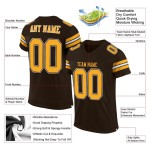 Maillot de football personnalisé authentique en maille dorée et blanche marron Maillot de football personnalisé authentique en maille dorée et blanche marron