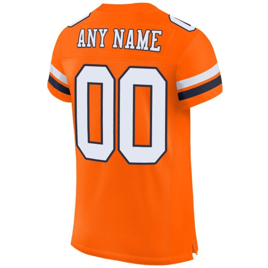 Maillot de football orange en maille personnalisée blanc-bleu marine authentique Maillot de football orange en maille personnalisée blanc-bleu marine authentique