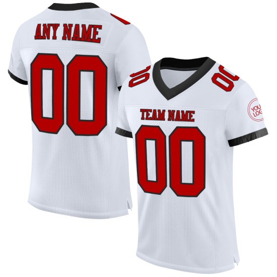 Maillot de football authentique personnalisé en maille rouge-noir blanc Maillot de football authentique personnalisé en maille rouge-noir blanc
