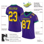 Maillot de football personnalisé violet en maille verte authentique Gold-Kelly Maillot de football personnalisé violet en maille verte authentique Gold-Kelly