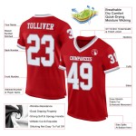 Maillot de football personnalisé en maille rétro blanc-gris authentique rouge Maillot de football personnalisé en maille rétro blanc-gris authentique rouge