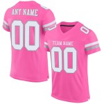 Maillot de football personnalisé en maille rose authentique blanc-gris clair Maillot de football personnalisé en maille rose authentique blanc-gris clair