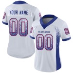 Maillot de football en maille blanc Drift personnalisé à la mode, bleu royal et rouge Maillot de football en maille blanc Drift personnalisé à la mode, bleu royal et rouge