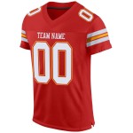 Maillot de football personnalisé authentique en maille écarlate blanc-or Maillot de football personnalisé authentique en maille écarlate blanc-or
