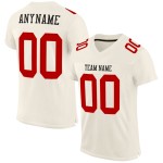 Maillot de football rouge authentique crème en maille personnalisée Maillot de football rouge authentique crème en maille personnalisée