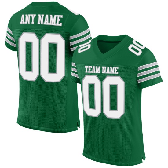 Maillot de football authentique blanc-gris personnalisé en maille verte Kelly Maillot de football authentique blanc-gris personnalisé en maille verte Kelly