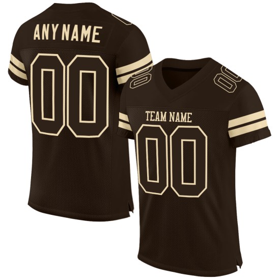 Maillot de football marron-crème en maille personnalisée marron authentique Maillot de football marron-crème en maille personnalisée marron authentique
