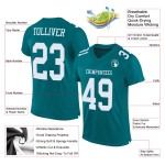 Maillot de football en maille bleu sarcelle, personnalisé, authentique, blanc Maillot de football en maille bleu sarcelle, personnalisé, authentique, blanc