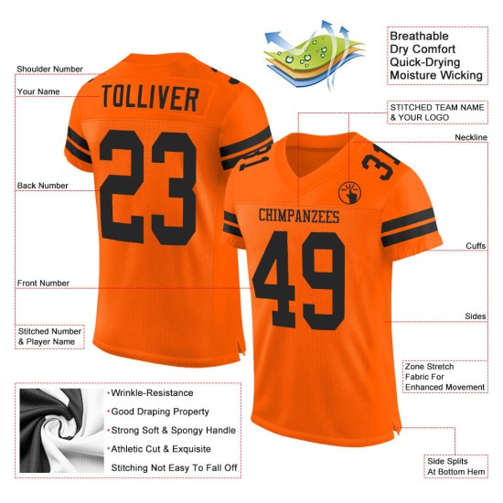 Maillot de football authentique en maille orange et noir personnalisé Maillot de football authentique en maille orange et noir personnalisé