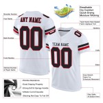 Maillot de football authentique blanc personnalisé en maille noir-rouge Maillot de football authentique blanc personnalisé en maille noir-rouge