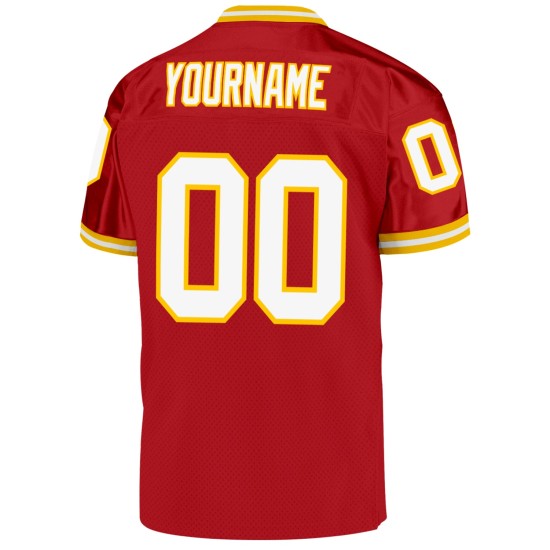 Maillot de football authentique Throwback Mesh blanc-or rouge personnalisé Maillot de football authentique Throwback Mesh blanc-or rouge personnalisé