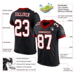 Maillot de football personnalisé blanc-rouge authentique en maille noire Maillot de football personnalisé blanc-rouge authentique en maille noire