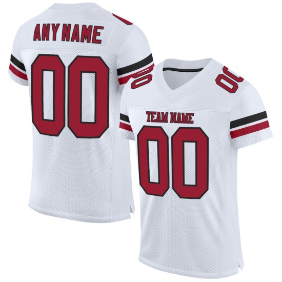 Maillot de football blanc authentique en maille personnalisée Cardinal-Noir Maillot de football blanc authentique en maille personnalisée Cardinal-Noir
