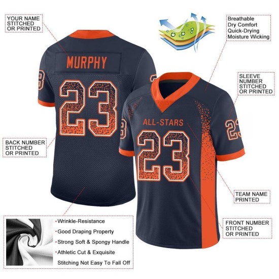 Maillot de football personnalisé en maille orange-blanc tendance bleu marine Maillot de football personnalisé en maille orange-blanc tendance bleu marine