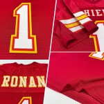 Maillot de football personnalisé authentique en maille écarlate blanc-or Maillot de football personnalisé authentique en maille écarlate blanc-or