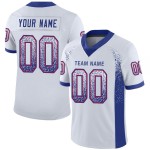 Maillot de football en maille blanc Drift personnalisé à la mode, bleu royal et rouge Maillot de football en maille blanc Drift personnalisé à la mode, bleu royal et rouge