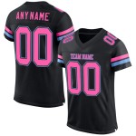 Maillot de football personnalisé bleu authentique en maille rose-noir clair Maillot de football personnalisé bleu authentique en maille rose-noir clair