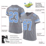 Maillot de football bleu-blanc authentique en maille personnalisée gris clair Maillot de football bleu-blanc authentique en maille personnalisée gris clair