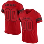 Maillot de football en maille rouge-noir authentique personnalisé Maillot de football en maille rouge-noir authentique personnalisé
