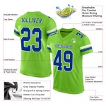 Maillot de football personnalisé authentique néon vert en maille bleu royal-blanc Maillot de football personnalisé authentique néon vert en maille bleu royal-blanc