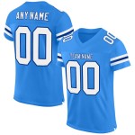 Maillot de football bleu en maille personnalisée, blanc-royal, poudre authentique Maillot de football bleu en maille personnalisée, blanc-royal, poudre authentique