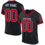 Maillot de football rétro authentique en maille noire rouge et blanche, personnalisé Maillot de football rétro authentique en maille noire rouge et blanche, personnalisé